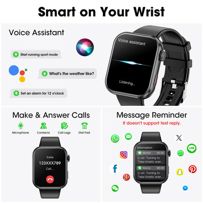Y2 Smart Watch Bluetooth Call 1.93" HD Touch Screen IP68 Waterproof Heart Rate Blood Oxygen Monitor Fitness Watch For Android IOS