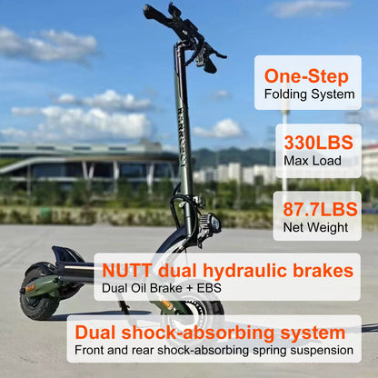 NANROBOT D6+ MAX Electric Scooter for Adults, 3000W Dual Motor, 45 MPH Top Speed, Long-Range Fast Electric Scooter with 10-Inch Off-Road Tires, Foldable Commuter and Sports Scooter