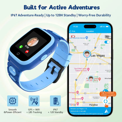 4G Kids Smartwatch GPS Watch Location Video Call Voice Chat Waterproof Kids Watch with SIM Card with 30-Day Free Unlimited Plan Best Gift for Child