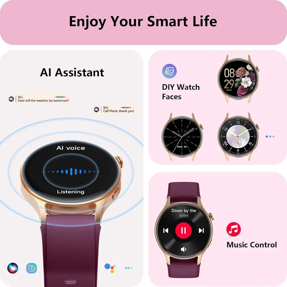 Fitness Tracker for Women: 1.32" AMOLED, HRM, Sleep/SpO2, 110+ Modes, 3ATM Water Resistant, iOS/Android
