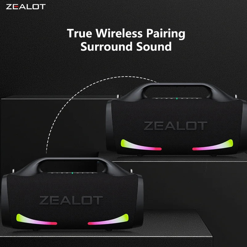 ZEALOT-S79 100w Wireless Speaker, Outdoor Portable Subwoofer, Bluetooth-Connectable Speaker, Hifi Sound Quality, Dual Pairing, Fast Charging, 24000mah Battery, Long Battery Life, Big Party Speaker, Camping Speaker, Blue Speak