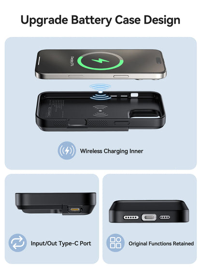 NEWDERY Battery Case for iPhone 16 Pro Max 16Pro 16 Plus 16E USB C Portable Power Bank Rechargeable Charger Cover Battery Pack