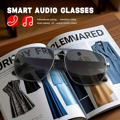 Smart Wireless Bluetooth Glasses AI Translation Metal-Framed Polarized Sunglasses with Built-In Microphone And Speaker for Sports Travel Driving