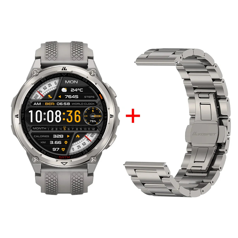 KOSPET ORB 2 Rugged Smartwatch for Men Dual Band GPS L1+L5 AMOLED 1.43" Military Watch 5ATM IP69 LED Flashlight 170+ Sports