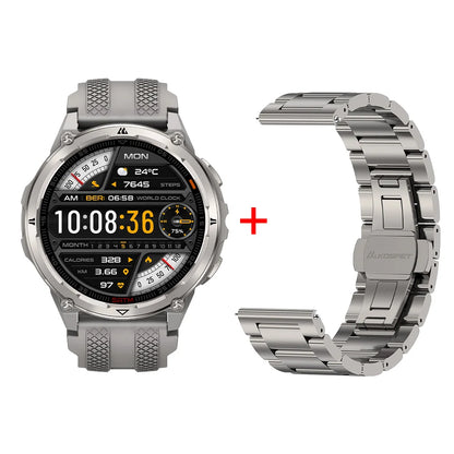 KOSPET ORB 2 Rugged Smartwatch for Men Dual Band GPS L1+L5 AMOLED 1.43" Military Watch 5ATM IP69 LED Flashlight 170+ Sports