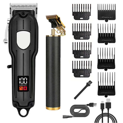 Professional Men's Hair Cutting Kit - 1/2/3pcs Electric Clippers & Trimmers Set with Foil Shaver, Barber Scissors, Combs - Rechargeable Beard Trimmer for Precision Fading & Zero Gap Carving