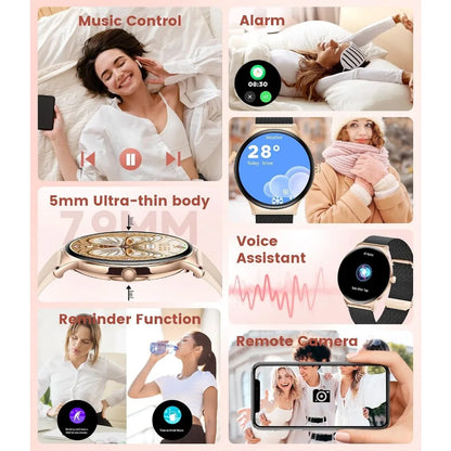 Women's Smart Watch with 1.43" AMOLED Display, Call Dial/Answer, 100+ Sport Modes, Waterproof Fitness Tracker for iOS & Android