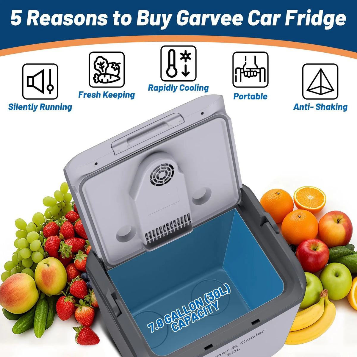 Electric Cooler Car Fridge 32QT 12V And 110V Portable Cooler And Warmer For Truck Ideal For Camping Road Trips And Trucking 32QT Portable Car Fridge With Cooling And Heating Functions