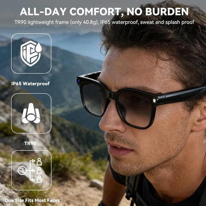 Ai Smart Glasses With 8Mp Camera, 1080P Anti‑Shake Video Recording, Real‑Time Translation, Ai Voice Assistant & Object Recognition, Photochromic Bluetooth Sunglasses For Men And Women