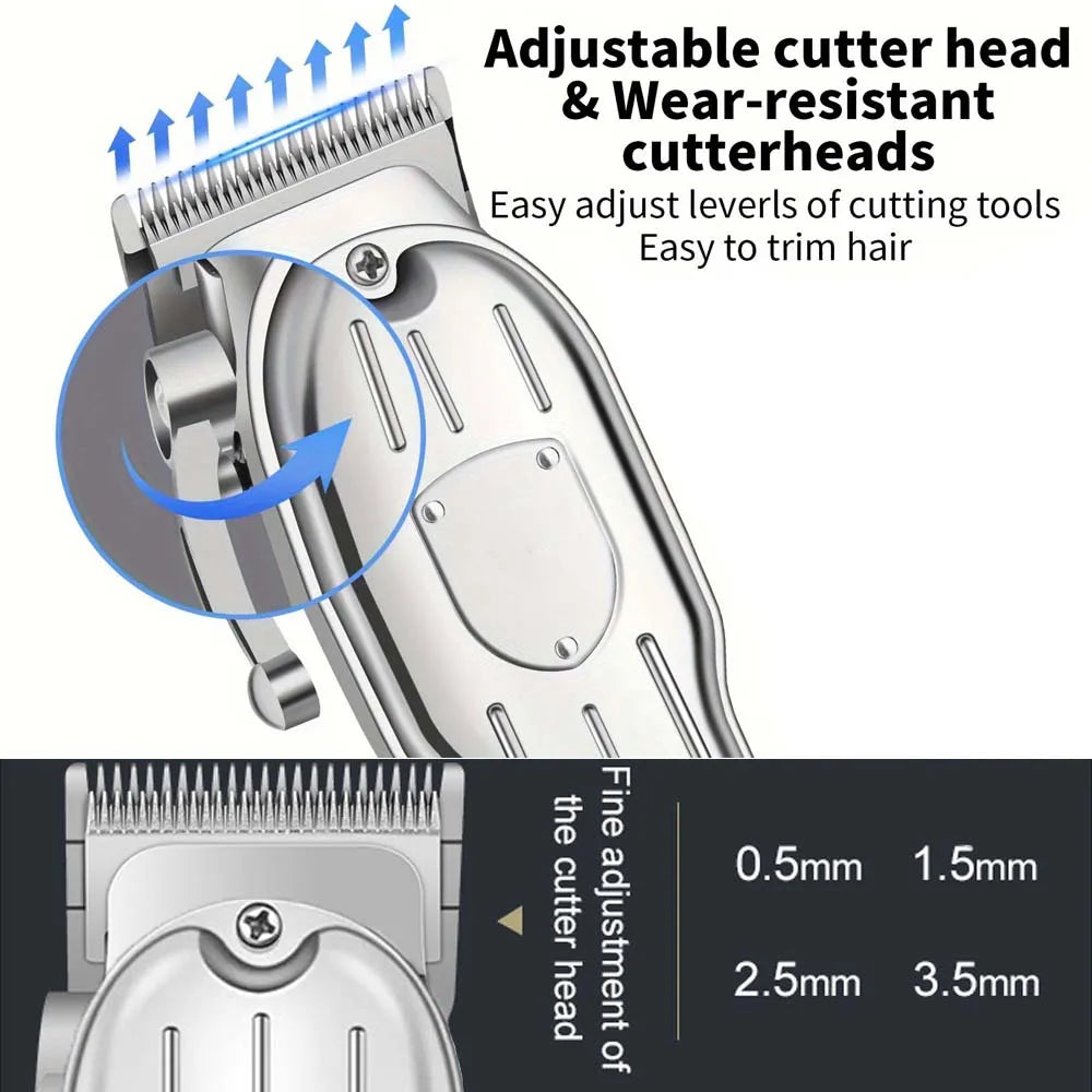 Professional Hair Clippers for Men Professional - Cordless Barber Clippers for Hair Cutting & Grooming Rechargeable Beard Trimmer USB Rechargeable Grooming Kit with 4 Guide Combs & Cleaning Brush