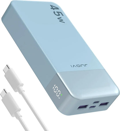 20000mAh Power Bank JUOVI J2621 Portable Charger 45W PD3.0 QC 4.0 Fast Charging Battery Pack with LED Display for iPhone 16 17