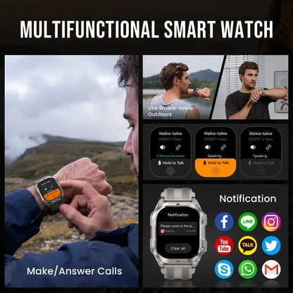 2026 KOSPET PULSE 2 Rugged Military Smartwatch Men Dual Band GPS 6 GNSS AMOLED 1.96" 5ATM IP69 LED Flashlight 170+ Sports