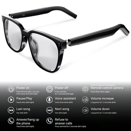 Wireless AI Smart Translation Glasses, 100+ Languages App‑Controlled Translation, Transparent Blue‑Light‑Blocking Lenses with Magnetic Clip‑On Structure, Integrated Speakers for 360‑Degree Stereo Audio