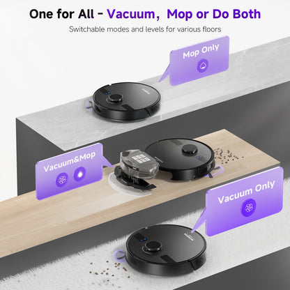 Refurbished MONSGA By Erabros MS1 MAX Robot Vacuum and Mop Combo, 6000Pa Strong Suction, 3.5L Self-Emptying Station, LDS Navigation Smart Mapping, 180 Mins Runtime, App/Voice/Remote Control, for Pet Hair Hard Floors Carpets (