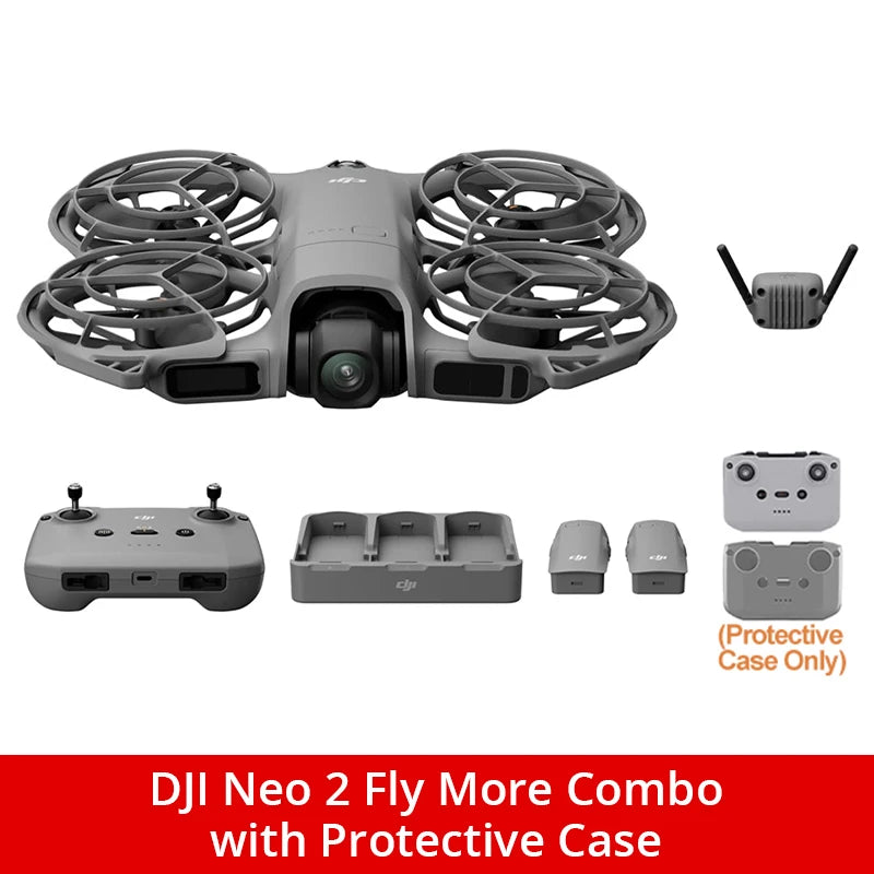 DJI Neo 2 Fly More Combo Drones With a Camera and Optional Accessories Drone 4k Professional Palm Takeoff & Gesture Control, ActiveTrack for Cycling, Omnidirectional Obstacle Avoidance