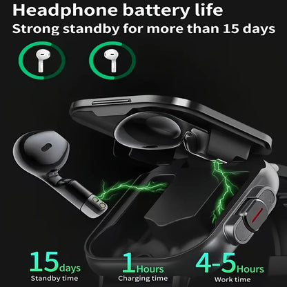 2026 New Men's Smartwatch, Two-in-One Smartwatch with Built-in TWS Earbuds, Supports Wireless Charging, 2.01 HD Display, Multiple Sports Modes, Weather and Calendar Functions, Rechargeable Lithium Battery, Music Control