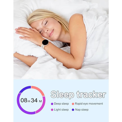 Round Fitness Tracker: Call/Answer, Multi-Device Compatible, Heart Rate & Sleep Monitor, Water-Resistant Gold Watch