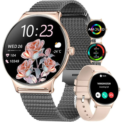 Women's Smart Watch with 1.43" AMOLED Display, Call Dial/Answer, 100+ Sport Modes, Waterproof Fitness Tracker for iOS & Android