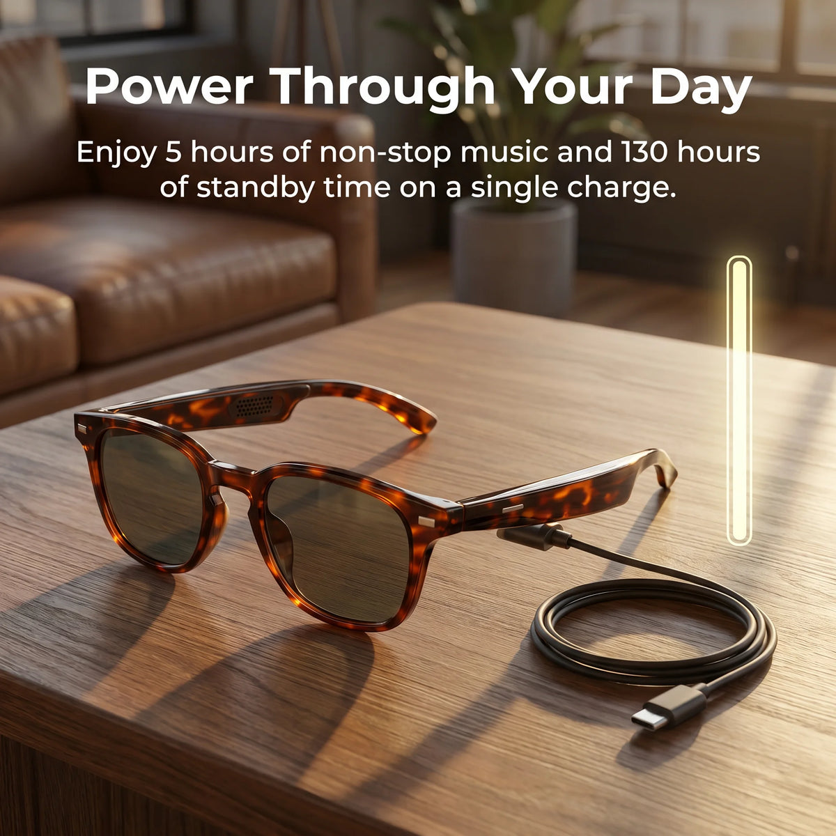 Smart Wireless Glasses: Touch-Controlled Sunglasses That Support Translation, Music Playback, and Phone Calls. They Feature an Ultra-Long Battery Life and Are Made of lightweight Materials for Easy Portability, Making Them Id