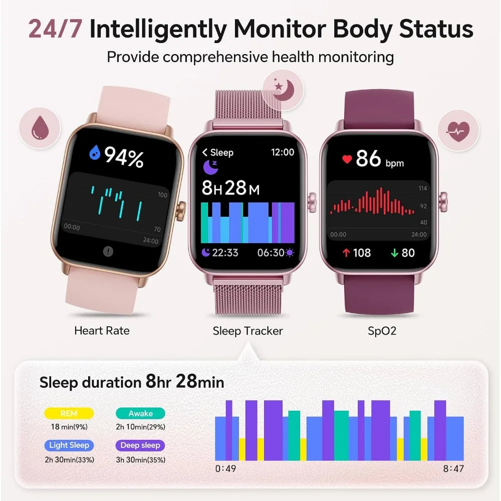 Fitness Watches with 1.85" HD Display, Dual OS, 120+ Modes, HR & Sleep Monitoring, 3ATM Water Res