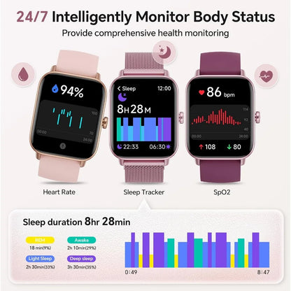 Fitness Watches with 1.85" HD Display, Dual OS, 120+ Modes, HR & Sleep Monitoring, 3ATM Water Res