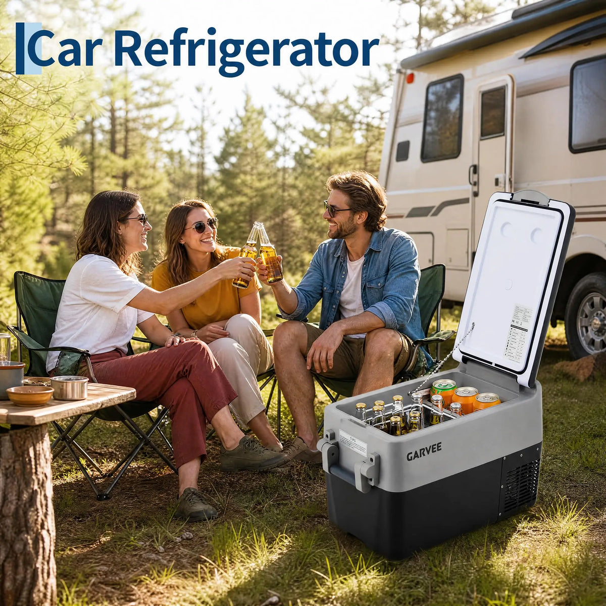 Portable Car Refrigerator 53QT Dual Zone 12V Fridge Freezer With App Control 12/24V DC And 110-240V AC Portable Cooler For Camping Fishing Travel And Home Use