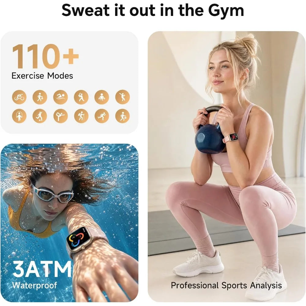 Women's 40mm Fitness Watch with 3 Bands, AMOLED Display, 110+ Sports Modes, Heart Rate/Sleep/SpO2 Monitor, 3ATM Waterproof