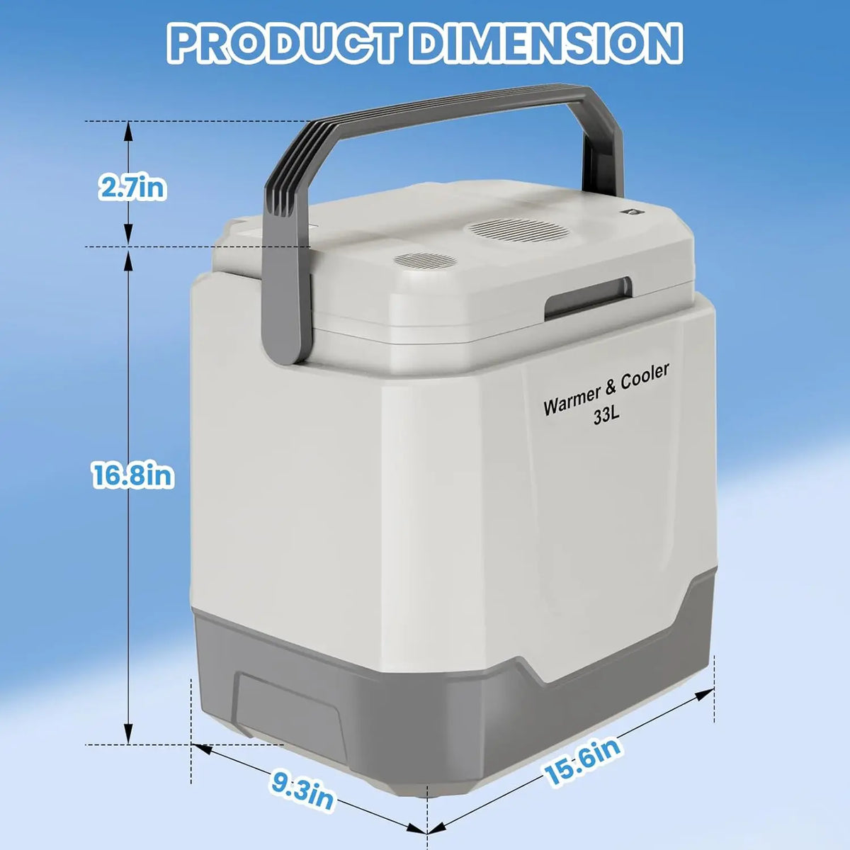 35 QT (33 L) Electric Cooler Warmer, 12V Portable Car Refrigerator, Plug In Cooler with Locking Handle, 110V for Cars, Trucks, RVs & Home, Grey