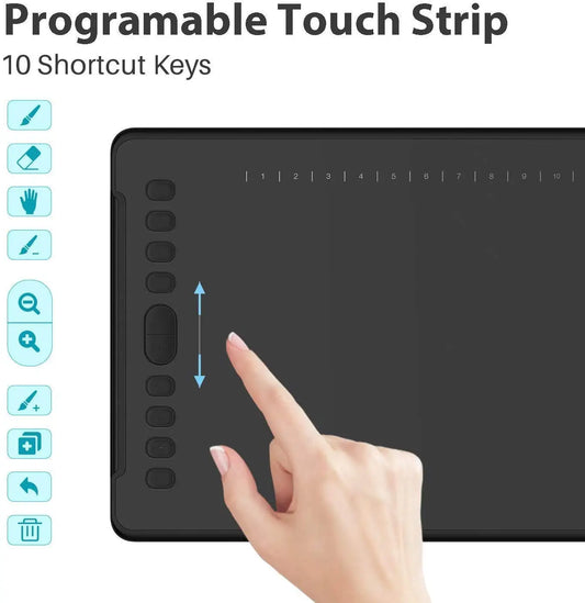 HUION H1161 Digital Tablet Graphics Drawing Tablet Battery-free Pen Stylus with Tilt Function Support Android Win and Mac Device