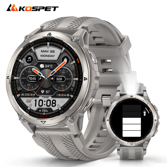 KOSPET ORB 2 Rugged Smartwatch for Men Dual Band GPS L1+L5 AMOLED 1.43" Military Watch 5ATM IP69 LED Flashlight 170+ Sports