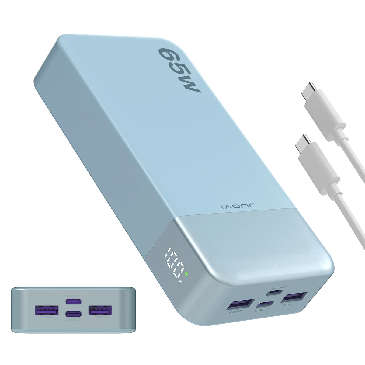 JUOVI Portable Charger 65W 20000mAh Power Bank Compact USB C Laptop Power Bank Fast Charging Battery Pack for Laptop MacBook Dell XPS iPad Tablet Steam Deck iPhone Series Samsung Switch