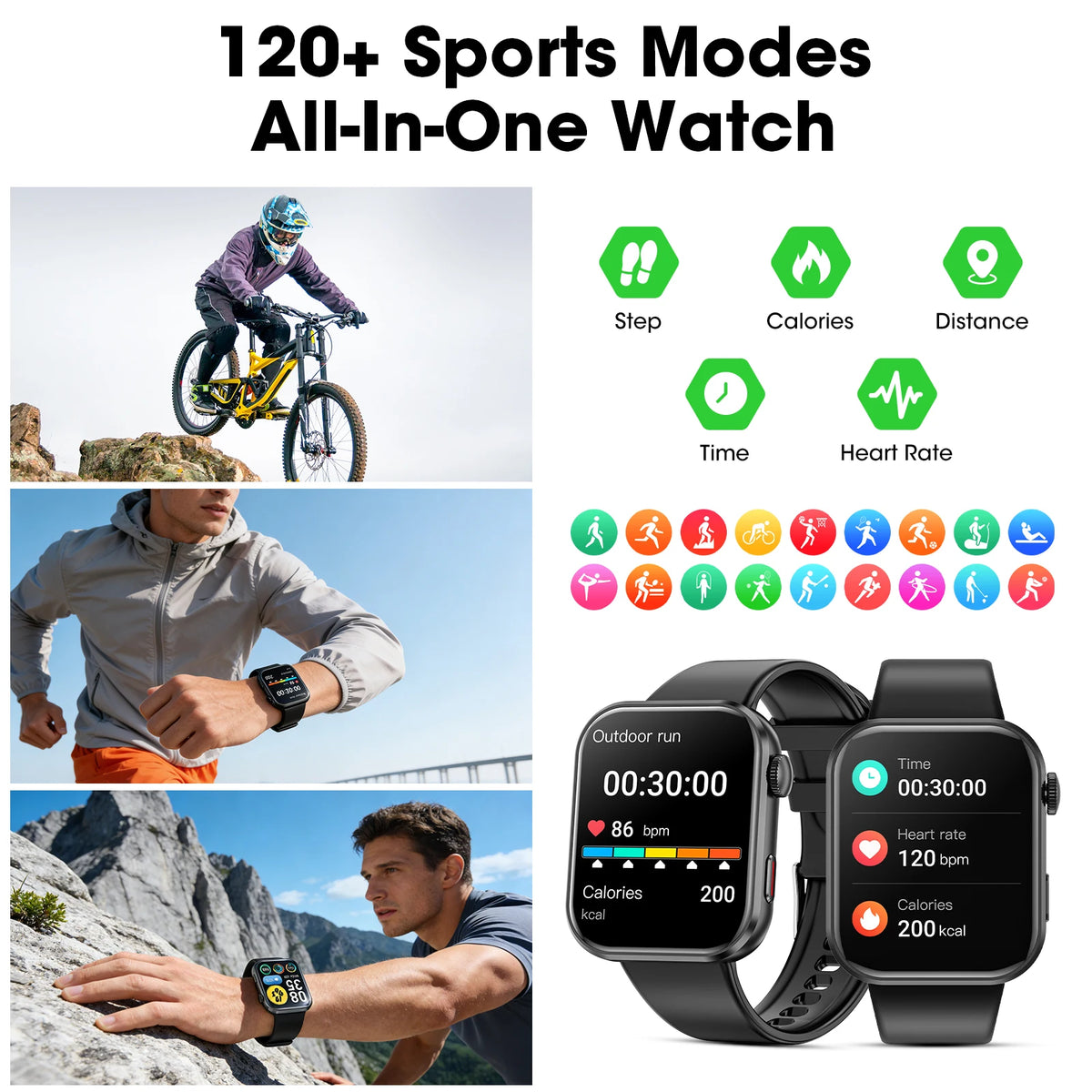 Y2 Smart Watch Bluetooth Call 1.93" HD Touch Screen IP68 Waterproof Heart Rate Blood Oxygen Monitor Fitness Watch For Android IOS