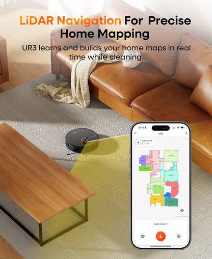 Refurbished UNINELL By Erabros UR3 Robot Vacuum and Mop Combo, 7000Pa Suction Robotic Vacuum, Self-Emptying 90 Days Capacity, LiDAR Navigation Home Mapping, 180 Mins, App/Alexa, for Pet Hair Carpets Hard Floors