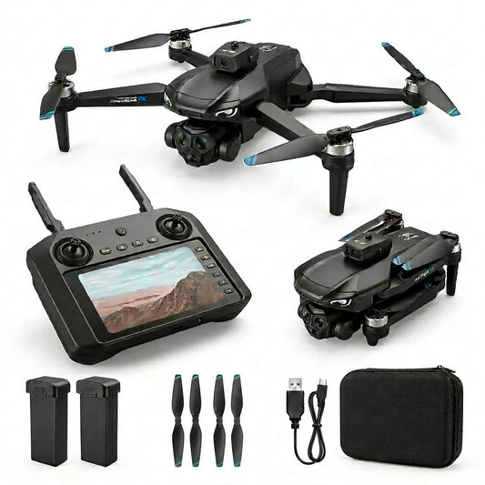 M33MAX Drone 8K Professional HD Dual Cameras Screen Remote 5G WIFI Brushless Motor Obstacle Avoidance Foldable Quadcopter Toys