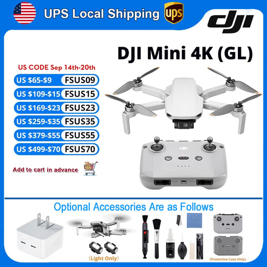 DJI Mini 4K Drone with Optional Accessory | Drone 4K Professional UHD Camera | Drones with a Camera | Under 249g | Long Time Flight | 3-Axis Mechanical Gimbal | Foldable GPS UAV for Beginners & Travel