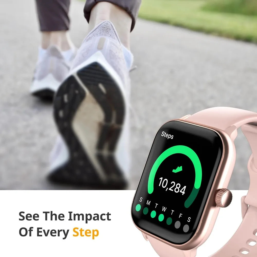 Smartwatch 4: Heart Rate, Sleep, SpO2 Monitor, Pedometer, Fitness Tracker, Call Features, Waterproof, iOS & Android Compatible