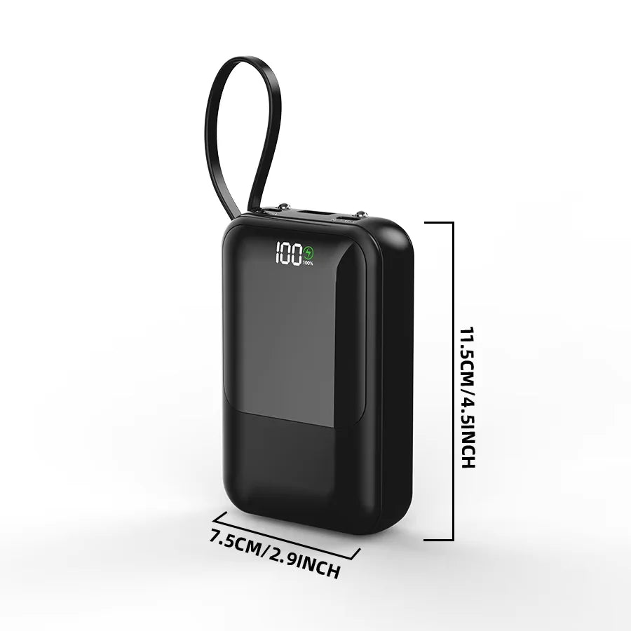 10000mAh Large Capacity Portable Power Bank, Super Fast Charging Built-in Cable Mobile Charger Compatible With All Smartphones & Universal Electronic Devices
