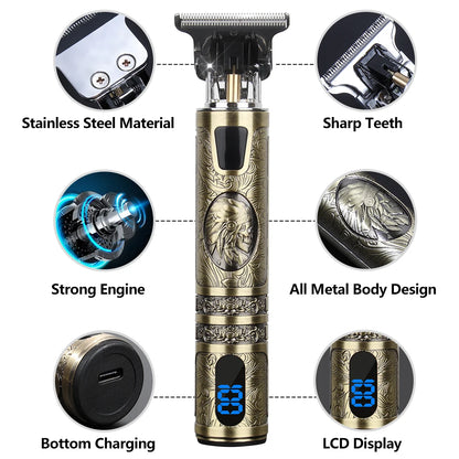 T9 Hair Clipper Repair Beard Shaving Body Hair Trimmer Clippers Electric Machine Men Haircut Machine 0mm Barber Shaver US STOCK
