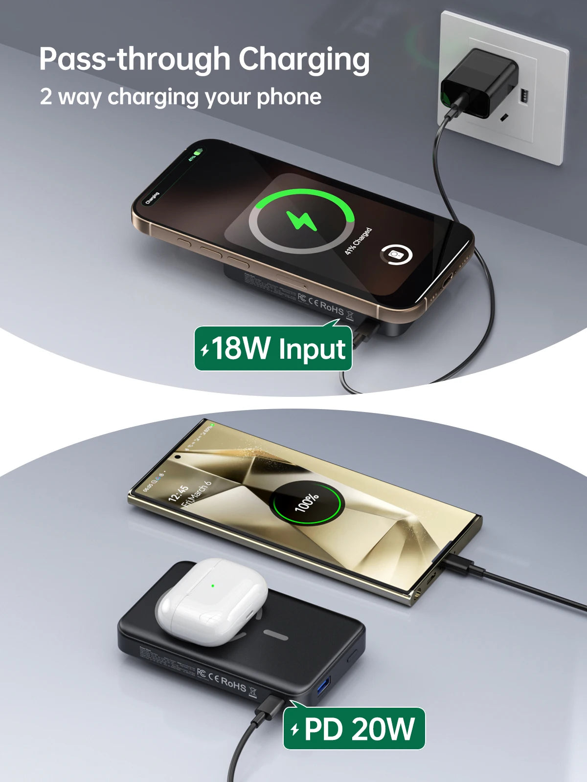 Magsafe Battery Pack Portable Charger for Apple Watch Ultra/9/8/7/6/5 Wireless Power Bank For iPhone 15/14/13/12 Series