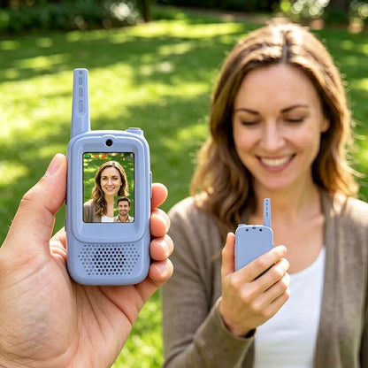 FUNNY PANDA Video Walkie Talkie with 4 Funny Voice Effects, No WiFi Needed, Long Range 600FT Outdoor, HD Camera, USB C Charging, 650mAh Battery, Auto Pair, Channel Lock - Perfect Gift for Explorers