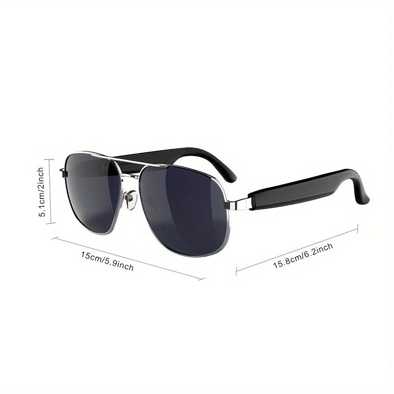 Smart Wireless Bluetooth Glasses AI Translation Metal-Framed Polarized Sunglasses with Built-In Microphone And Speaker for Sports Travel Driving