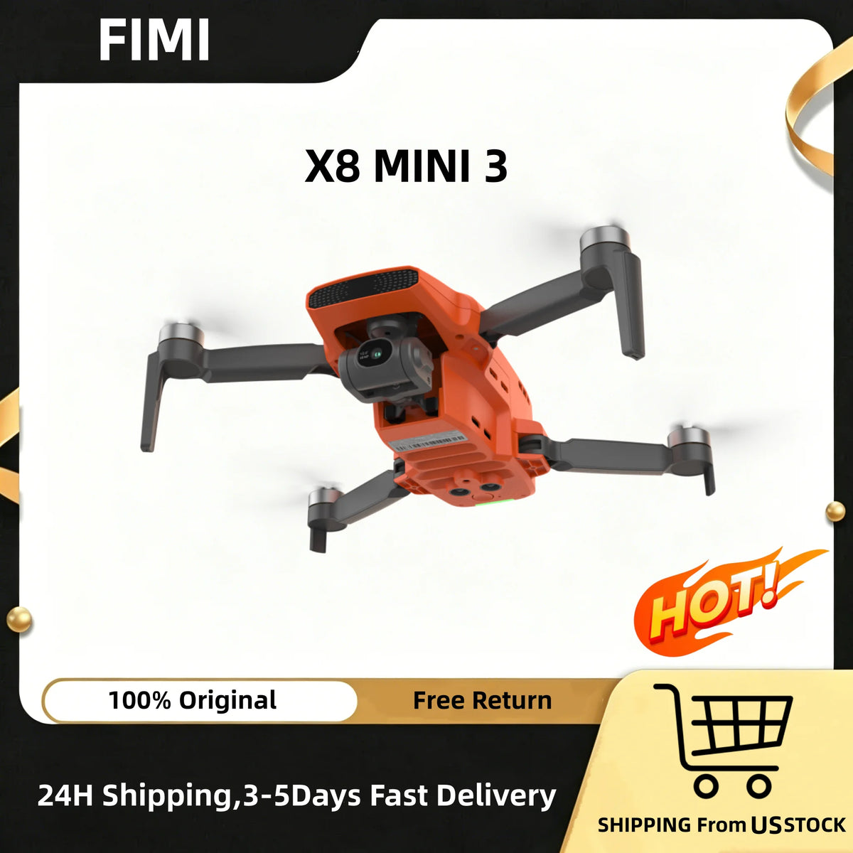 FIMI X8 MINI 3 Performance Edition Long Range FPV Drone 4k Professional ELRS 2.4G Receiver+Battery+6-Port Charger Mini Drone Drones con cámara