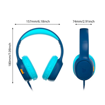 Tronsmart Headphones, KH01 Wired Kids Headset with 8000-Twist Sturdy, Soft Cushion Comfort, Foldable Portable, Safe Volume Control, 3.5mm Jack Universal for School/Home/Travel