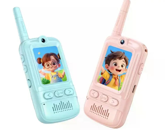 Rush Deer Video Walkie Talkies for Kids, 2 Pack Rechargeable Video Intercom Kids Walkies Talkies with HD Camera & Voice, Indoor Outdoor Games,Camping, Hiking for Boys Girls 3-14,Blue/Pink