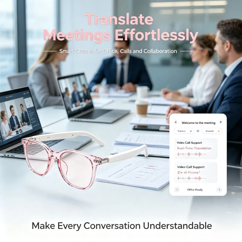Smart translation glasses that change color, supporting real-time conversation in 160 languages; Bluetooth audio glasses suitable for driving and cycling, designed for both men and women