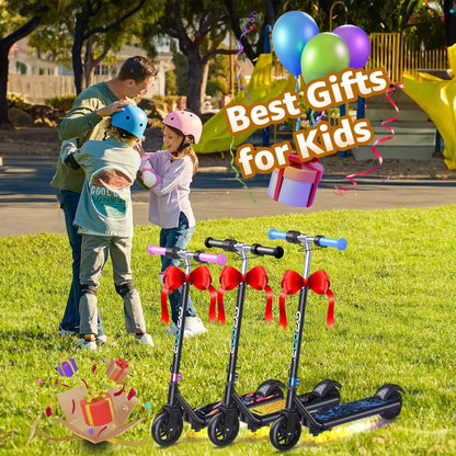 GYROOR Electric Scooter for Kids Age 6-12, 150W Motor 10mph Speed Electric Scooter with Adjustable Handlebar and LED Lights