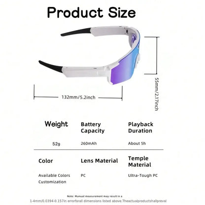 AI Camera Smart Sports Sunglasses, Open-Ear 360° Surround Sound Bluetooth Audio Glasses with Voice Control & Polarized UV Protection for Cycling Fishing