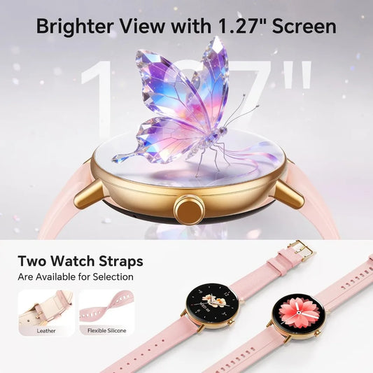 Women's 40mm Smart Watch: Activity Tracker, 101+ Sports Modes, Multi-Function Monitor, 2 Bands, IP68, Pink