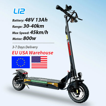 800W Electric Scooter for Adults 48V 13Ah Foldable Max Speed 45km/h 35-45km Range Dual Suspension EU/USA Stock Fast Shipping