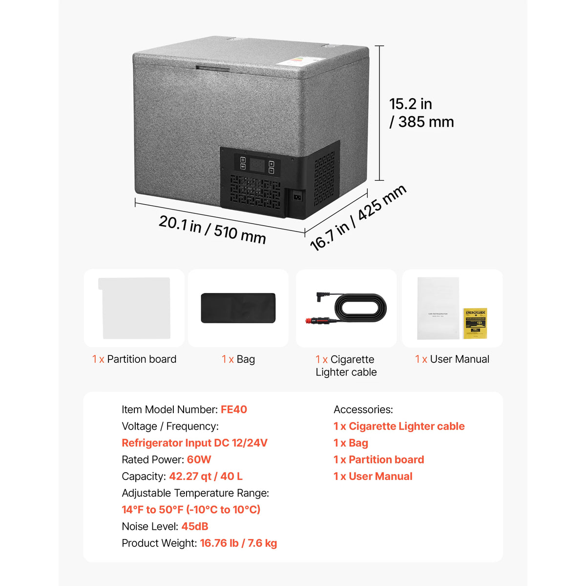 SucceBuy 12 Volt Refrigerator 20L/40L Portable Ultra-Light EPP Freezer APP Control Electric Compressor for Truck Travel Camping